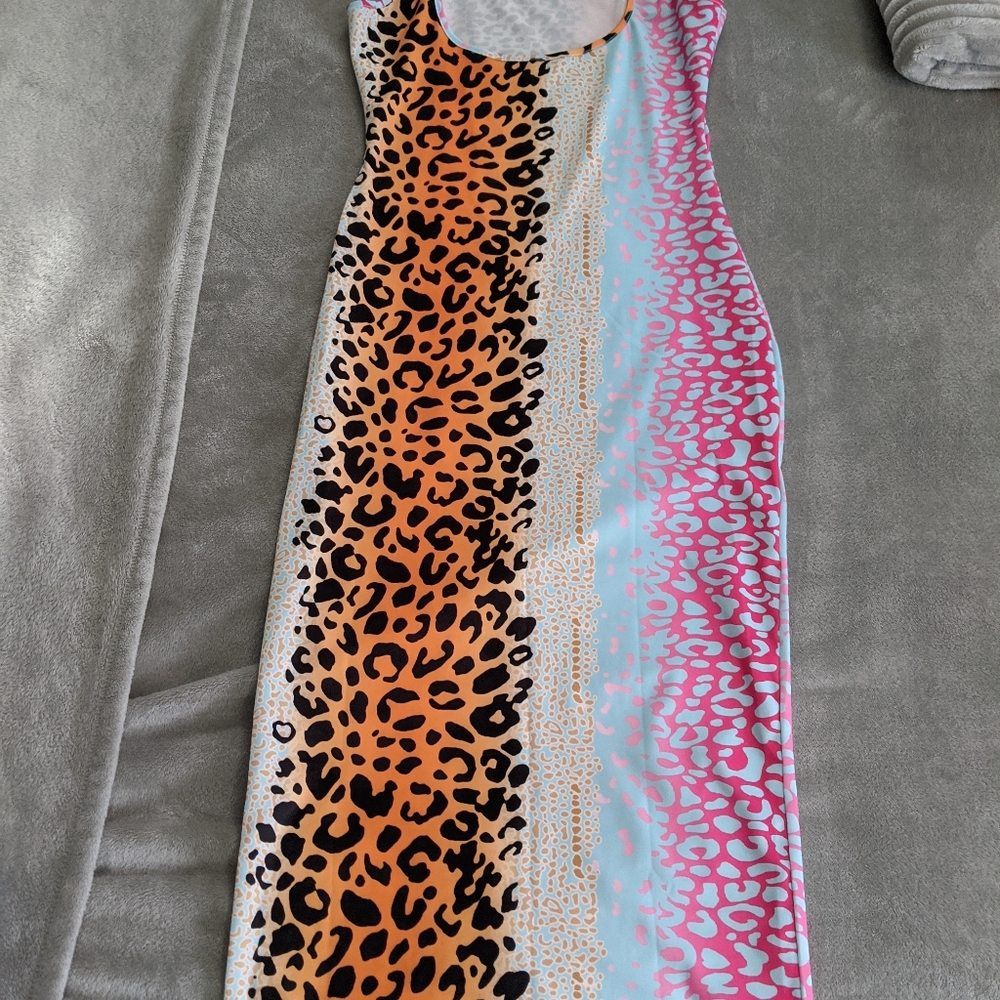 New maxi dress leopard print size large
